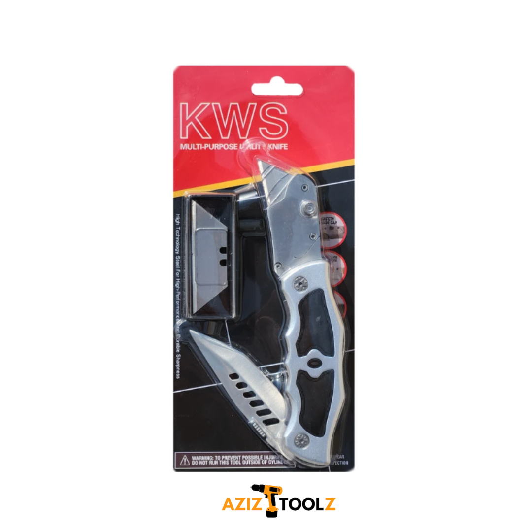 چاقو کاتر دو طرفه KWS رنگ نقره ای