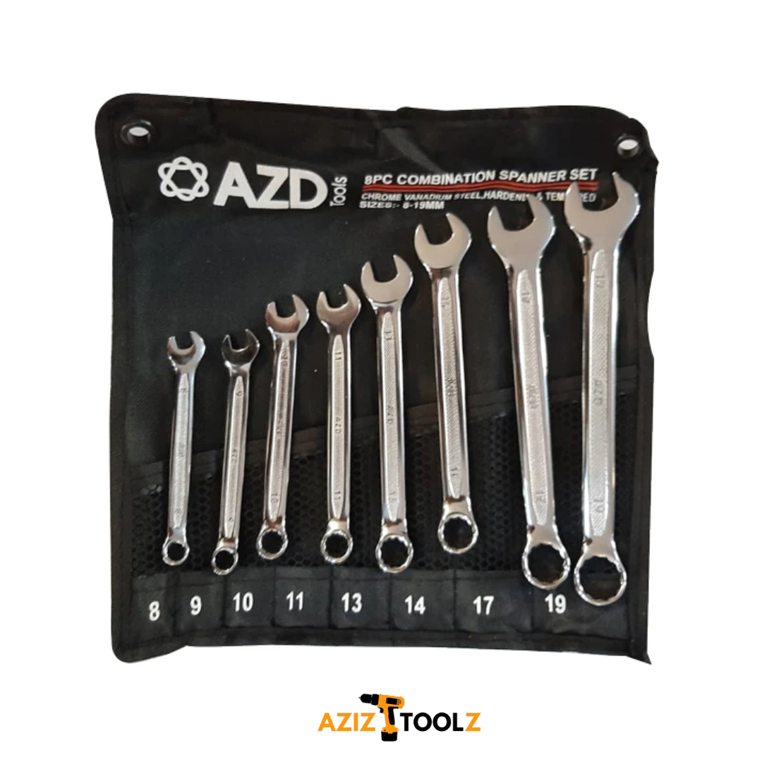 مجموعه 8 عددی آچار یکسر تخت یکسر رینگی AZD